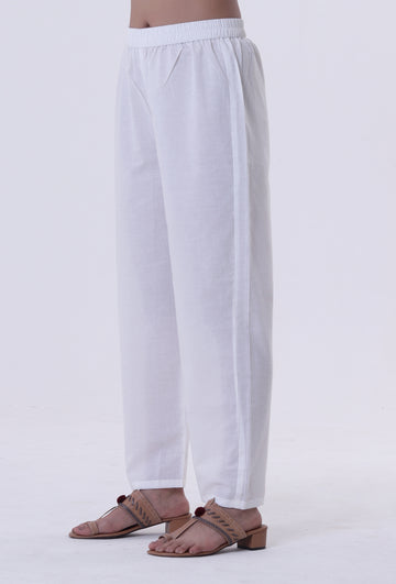 Yellow & White Cotton Block Printed Pant